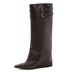 Catwalk Double Buckle Knee-High Boots