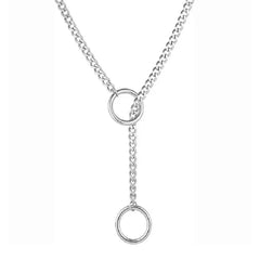 Double Ring Drop Chain Necklace
