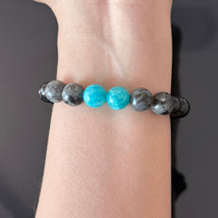 Obsidian, Turquoise Blue & Tiger's Eye Bracelet