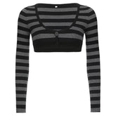 Emo Aesthetic Striped Long Sleeve Top