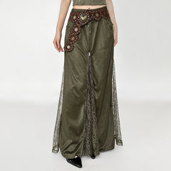 Woodland Dreams Lace-Slit Maxi Skirt