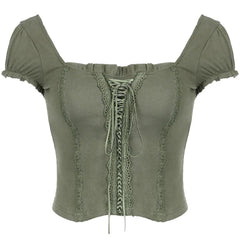 Fairycore Aesthetic Lace Up Top