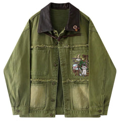 Fairycore Forest Embroidered Denim Jacket
