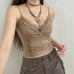 Fairycore Lace Trim Cami Top