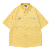 Floral Embroidery Gingham Shirt