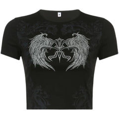 Grunge Aesthetic Angel Wings Crop Top