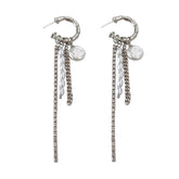 Grunge Pearl Chain Tassel Earrings