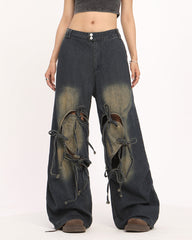 Heart Bow Wide Leg Skater Jeans