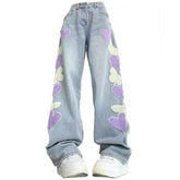 Sweet Attitude Heart Patch Wide-Leg Jeans