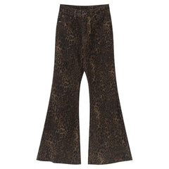 High-Waisted Leopard Flare Jeans