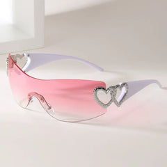 Rimless Gradient Wraparound Sunglasses