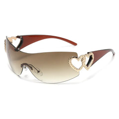 Rimless Gradient Wraparound Sunglasses