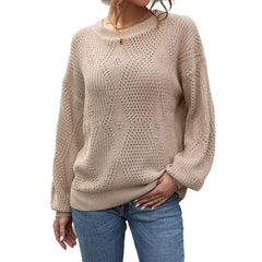 Openwork Round-Neck Sweater