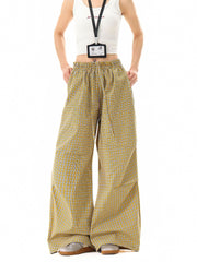 Indie Aesthetic Green Plaid Pants
