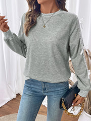 Lace Long-Sleeved Round-Neck Sweatshirt
