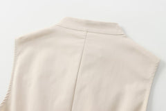 Drawstring sleeveless zip-up solid ruched mini dress