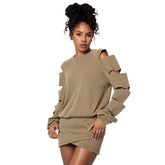 Loose-Fitting Ripped Top Slim Skirt Set