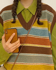 Prep School Striped Knit Vest