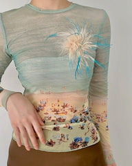 Ocean Beach Print Top