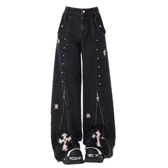 Pastel Goth Cross Baggy Jeans