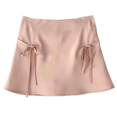 Satin Mini Skirt with Bows