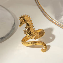 Golden Seahorse Ring