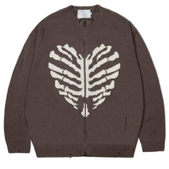 Skeleton Print Zip Up Sweater