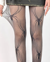 Spider Print Fishnet Tights