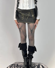 Spider Print Fishnet Tights