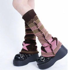 Star Girl Striped Leg Warmers