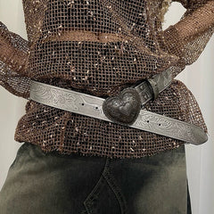 Vintage Aesthetic Heart Buckle Belt
