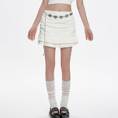 Milk White Double-Layer Mini Skirt