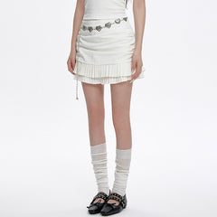 Milk White Double-Layer Mini Skirt