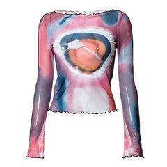 Y2K Aesthetic Galaxy Mesh Top