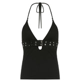 Y2K Buckle Halter Top