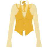 Springtime Layered Halter Knit Top