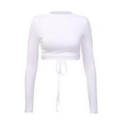 Halibuy Long sleeve open back crop top