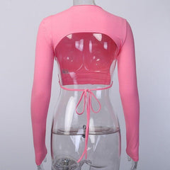 Halibuy Long sleeve open back crop top
