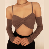 Cross Backless Long sleeve Top