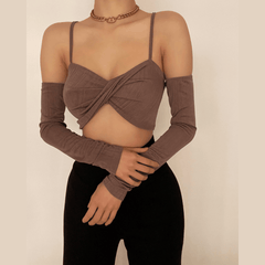 Cross Backless Long sleeve Top