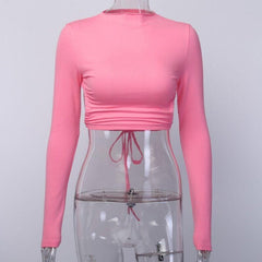 Halibuy Long sleeve open back crop top