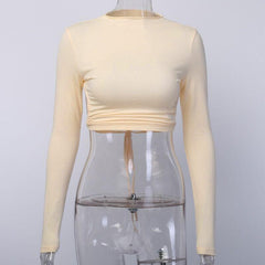 Halibuy Long sleeve open back crop top