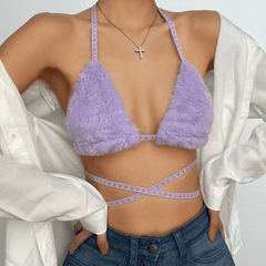 Tie back halter fluffy top