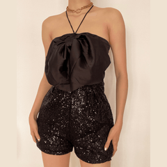 Halter A line glitter romper