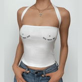 Ribbed embroidery hollow out backless tube top