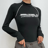 Long sleeve high neck button contrast bodysuit