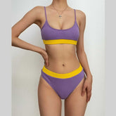 Contrast backless cami bikini swimwear