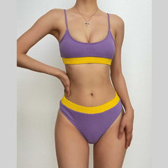 Contrast backless cami bikini swimwear