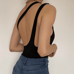 One shoulder solid open back bodysuit