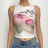 Contrast apple pattern sleeveless crewneck top